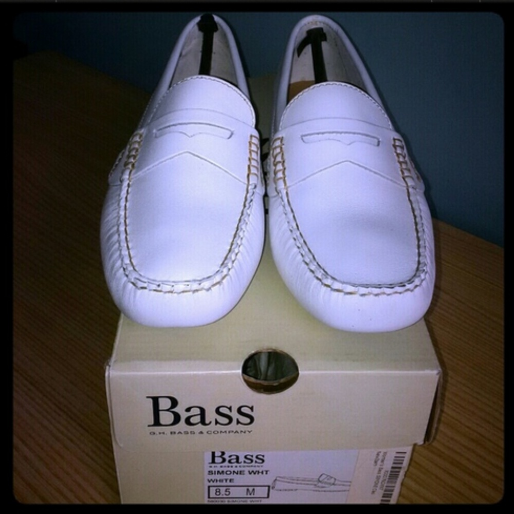 Bass SIMONE Driving Moccasins WHITE 8.5M
